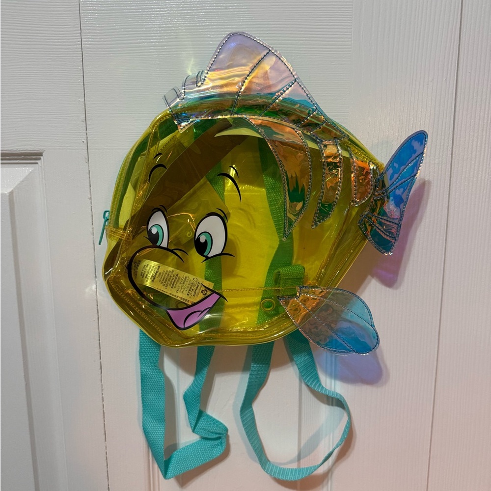 Disney Clear Flounder Beach Backpack with Blue Straps